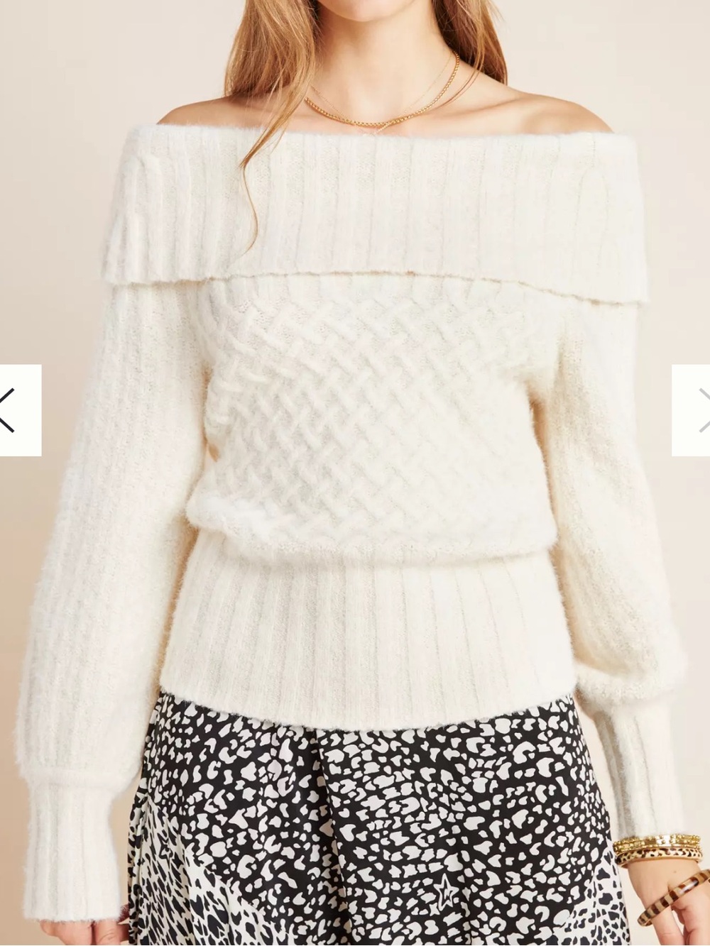 Anthropologie Cozy Plush Fuzzy Cowl Neck Sweater Cream texture Basketweave  NWT